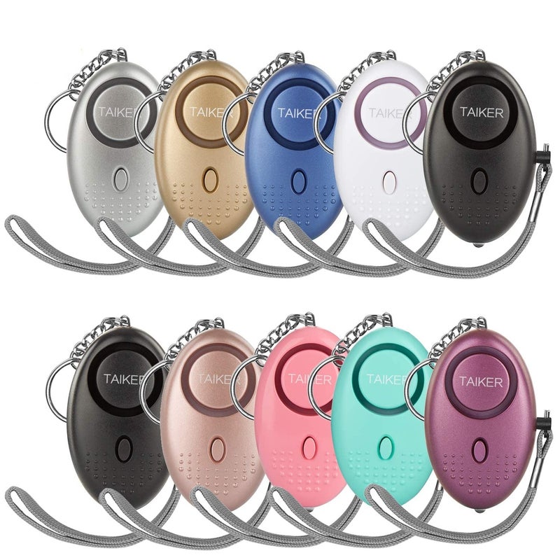 Taiker Personal Alarm for Women, 10 Packs 140DB Emergency Self-Defense Security Alarm Keychain with LED Light for Women Kids and Elders (Colorful) - Image 1